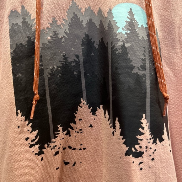 Columbia Blush Pink Hoodie Sweatshirt Forest Screen Print Womens Sz large - Picture 6 of 7